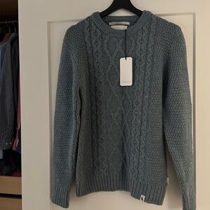 Men's Blue Cable Knit Sweater peregrine